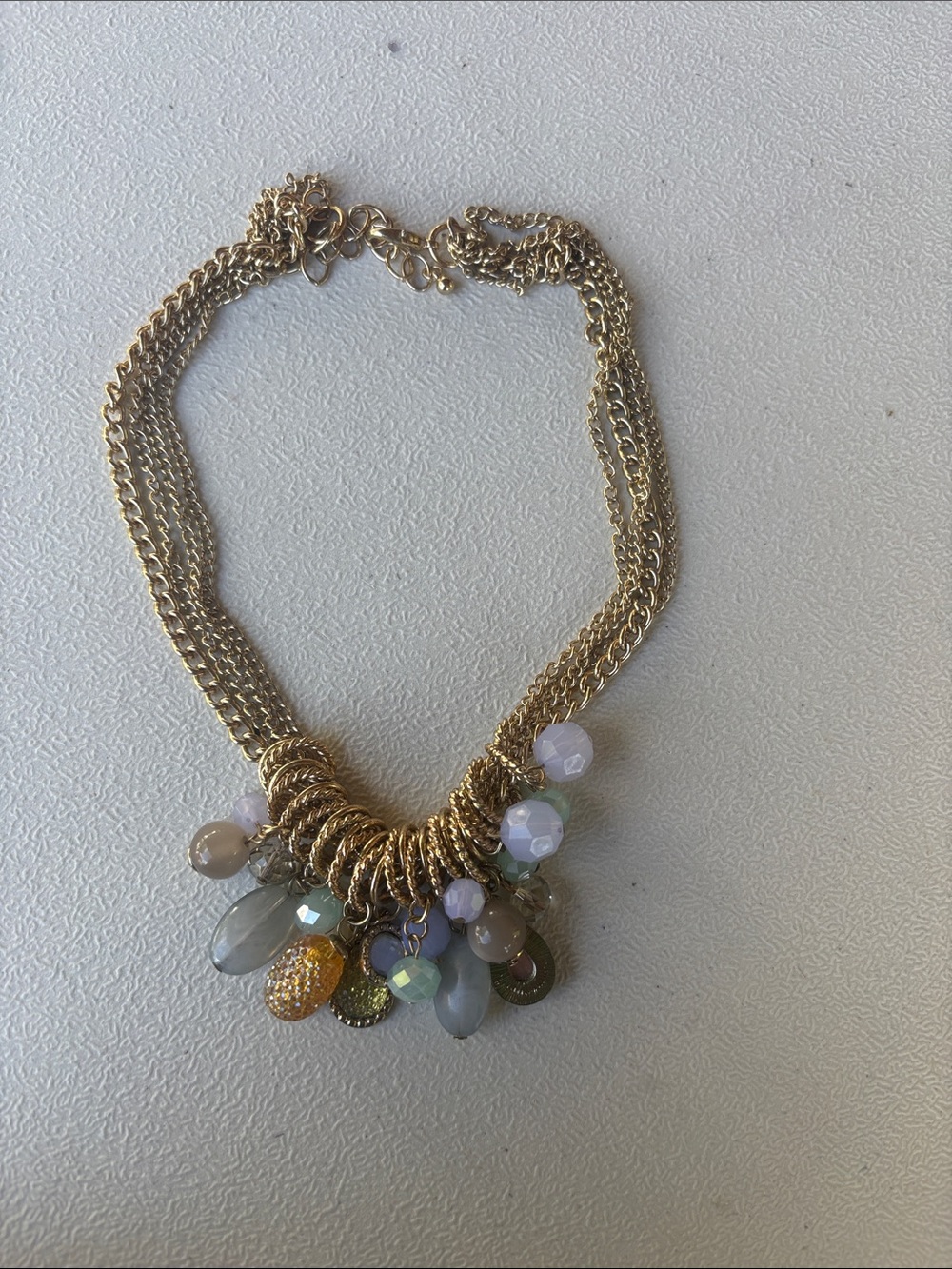 Gold Multi-Bead Statement Necklace